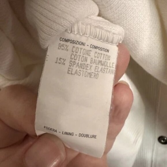 Authentic GUCCI White Ribbed Cotton Stretch Cardigan Size Large Made In Italy - Picture 9 of 9